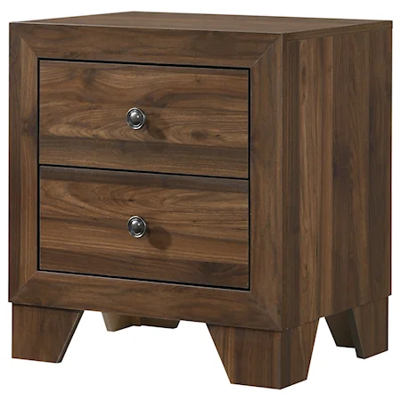 Contemporary 2-Drawer Nightstand with Metal Hardware